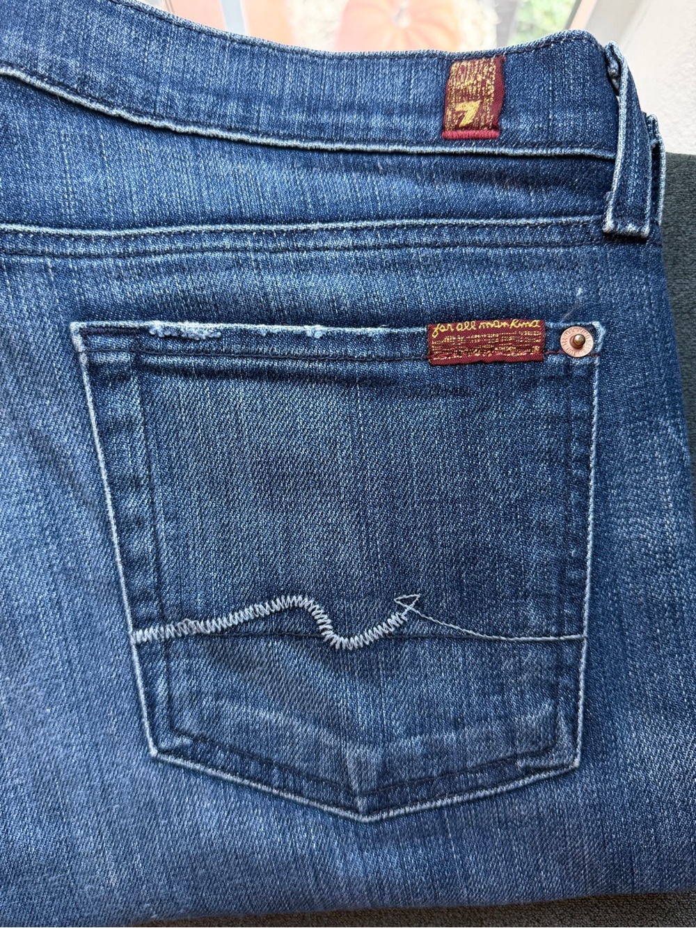 7 For All Mankind Low Rise Bootcut Jeans 30 Faded Dark Wash Y2K